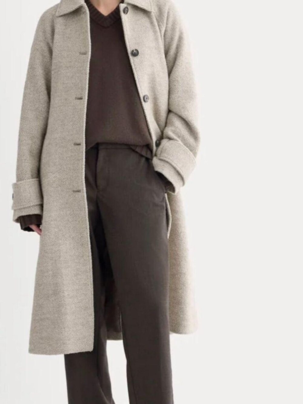 NWT Everlane Italian Belted Overcoat Taupe Herringbone XS